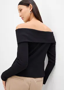 T-shirt côtelé à col Bardot, bonprix