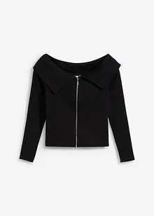 T-shirt côtelé à col Bardot, bonprix