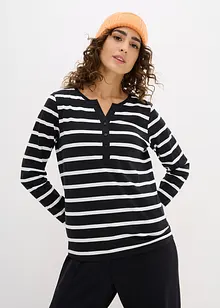 T-shirt col Henley, 100% coton, bonprix