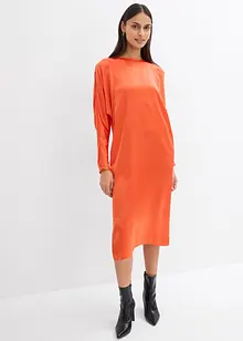 Robe midi à manches chauve-souris en satin fluide, bonprix