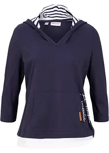 T-shirt à capuche, manches 3/4, bonprix
