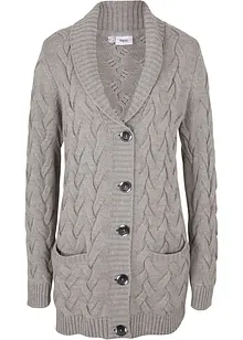 Gilet en maille à col châle et motif torsadé, bonprix