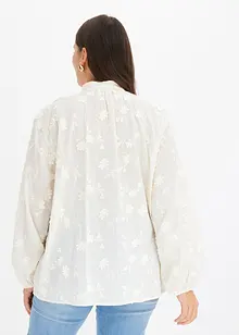 Blouse légèrement transparente avec applications florales, bonprix