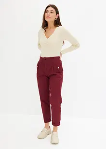 Pantalon en twill léger, paper bag, bonprix