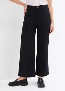 Pantalon large 100% coton, taille haute, bonprix