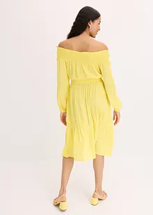 Robe à col Bardot en viscose texturée, bonprix