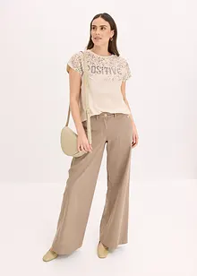 T-shirt à empiècement tissé et strass, bonprix