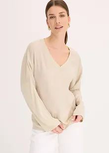T-shirt à manches chauve-souris, empiècement en satin, bonprix