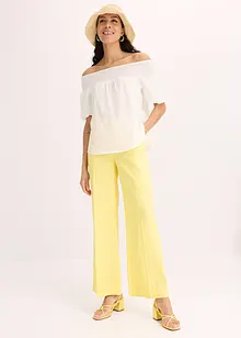 Pantalon palazzo en lin mélangé aérien, bonprix