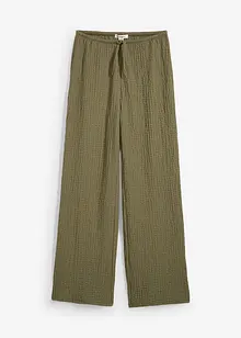 Pantalon large taille élastiquée en crêpe, bonprix