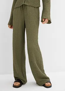 Pantalon large taille élastiquée en crêpe, bonprix