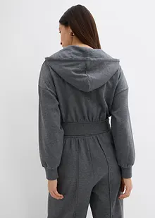 Sweat zippé à capuche en coton mélangé, cropped, bonprix