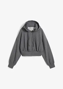 Sweat zippé à capuche en coton mélangé, cropped, bonprix