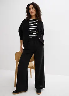 Pantalon palazzo à bords-côtes, bonprix