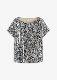T-shirt imprimé léopard à sequins, bonprix