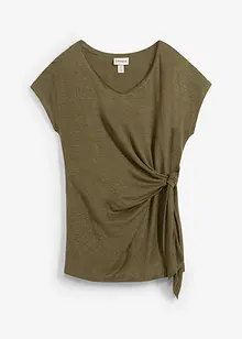 T-shirt cache-cœur, 100% lin, bonprix