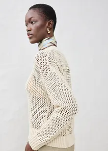 Pull ajouré en lin mélangé, bonprix