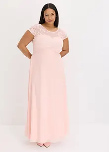 Robe en crêpe avec dentelle et détail à nouer, bonprix