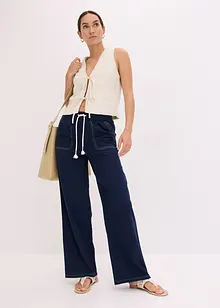 Pantalon en twill léger avec cordon et coutures contrastantes, bonprix