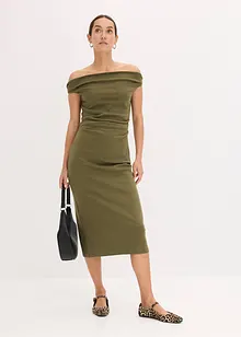Robe midi à encolure Bardot, bonprix