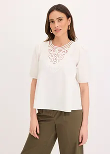 Blouse manches courtes à dentelle, bonprix