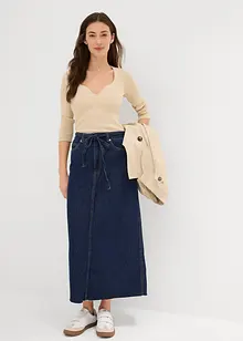 Jupe midi en jean taille mi-haute, toile super souple, bonprix