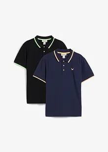 Lot de 2 polos en maille piquée, 100% coton, bonprix