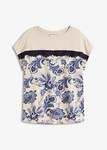 T-shirt imprimé paisley avec un galon de dentelle, bonprix