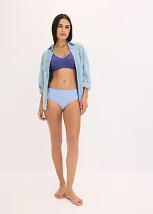 Lot de 4 slips brésiliens côtelés coton et dentelle, bonprix