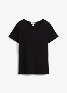 T-shirt col tunisien, 100% coton, bonprix