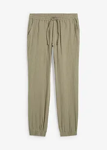 Pantalon jogger Regular en gaze de coton, Tapered, bonprix