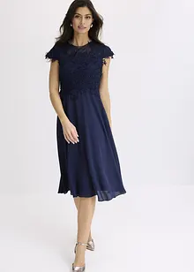 Robe midi en tulle délicat avec dentelle, bonprix