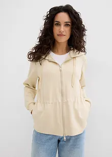 Sweat zippé à capuche avec élastique, bonprix