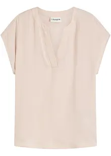 Blouse manches courtes en satin avec épaules descendues, bonprix