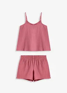 Pyjashort en gaze de coton avec top à fines bretelles, bonprix