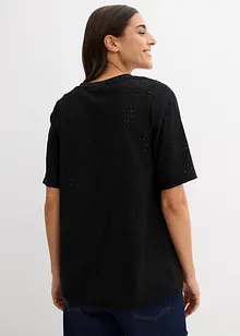 T-shirt en crêpe avec broderies anglaises, bonprix