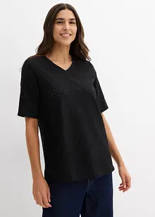 T-shirt en crêpe avec broderies anglaises, bonprix