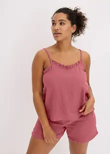 Pyjashort en gaze de coton avec top à fines bretelles, bonprix