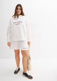 Sweat oversize à col polo et broderie poitrine, bonprix