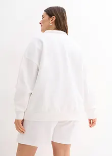 Sweat oversize à col polo et broderie poitrine, bonprix
