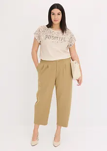 T-shirt à empiècement tissé et strass, bonprix