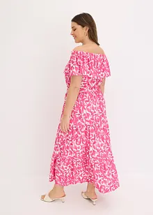 Robe midi col Bardot en viscose extensible, bonprix