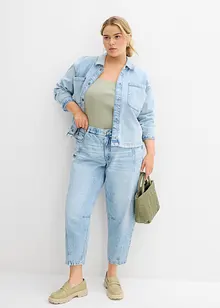 Jean barrel taille mi-haute peu extensible, cropped, bonprix