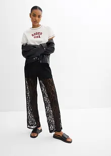 Pantalon en dentelle à taille élastiquée, bonprix
