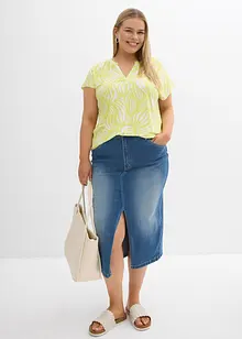 T-shirt col tunisien en viscose mélangée, bonprix