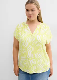 T-shirt col tunisien en viscose mélangée, bonprix