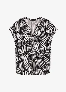 T-shirt col tunisien en viscose mélangée, bonprix