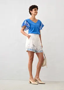 Haut en maille coton et soie avec manches en crêpe, bonprix