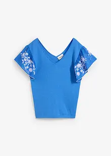 Haut en maille coton et soie avec manches en crêpe, bonprix