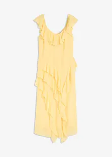 Robe en crêpe avec bretelles et volants, bonprix